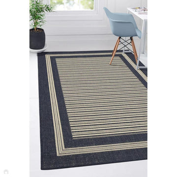 Flatweave Gel Border Navy Rug-Melrose-Rug Love - The Most Loved Rug Store